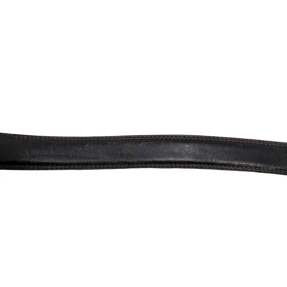 Columbia Black Genuine Leather Bronze Distressed Belt XL‎ Contrast Stitching